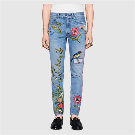 gucci embroidered denim for men|gucci denim jumpsuit.